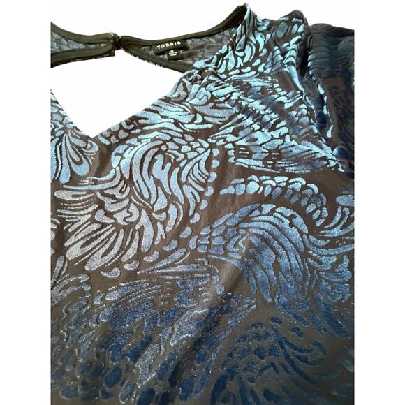 Torrid Blue Floral Velvet Burnout Dress - Size 4X - Picture 10 of 16